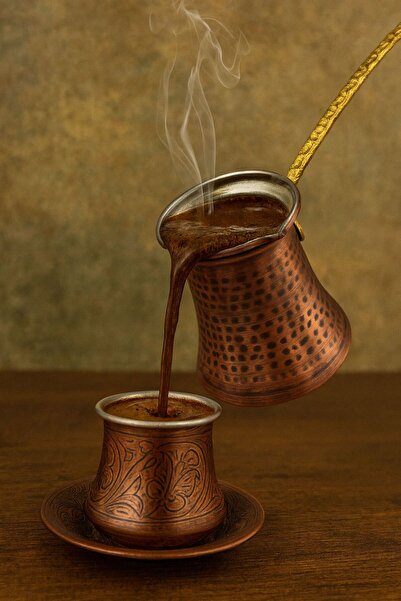 Tanrıkulu Bakırcılık Antique Copper Coffee Pot for 6 People