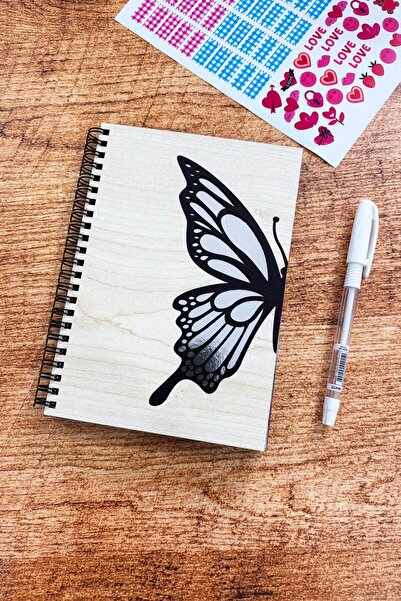 HediyeHanesi Ahşap Kapaklı Siyah Sayfalı Anı Defteri, Fotoğraf Albüm Defteri,...