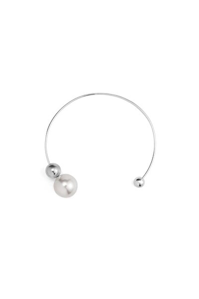 OEM ADM Magical Elegant Pearl Choker, No Clasp, Minimalist Silver