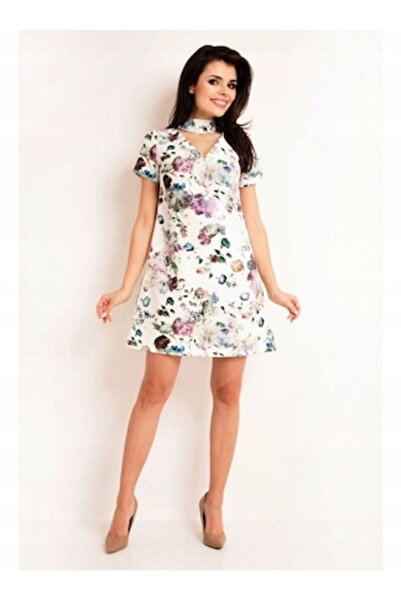 Awama - Rochie A171, Poliester/Elastan, Multicoloră