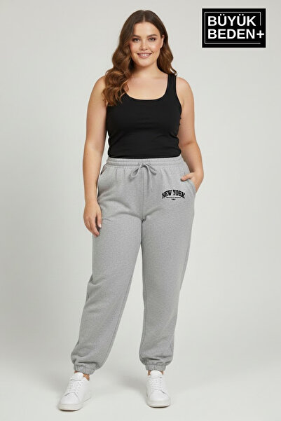 Superlife Γυναικείο μεγάλο μέγεθος New York Leg Elastic Comfortable Cut Jogger Slim Φούτερ SPR26BEAK951-5