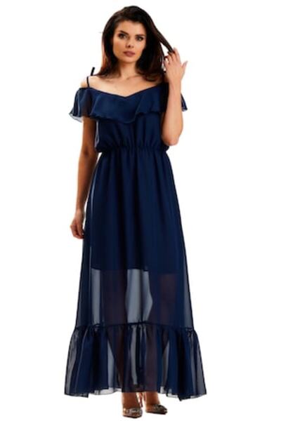 Awama - Long Sleeveless Dress A573, Navy