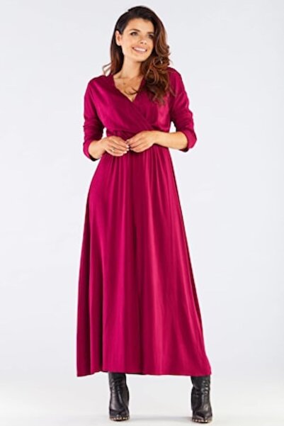Awama Viscose Maxi Dress, Claret (Deep Red), XL