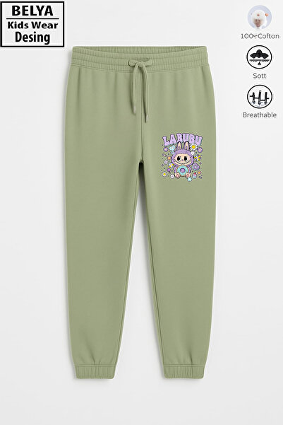 Belya Kids Wear Pantaloni de sport pentru fete, cu 3 fire, din bumbac, cu ela...