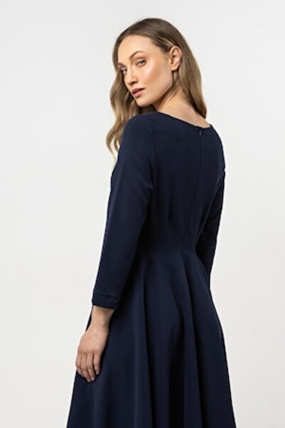 Awama - A708 Flared midi dress, navy