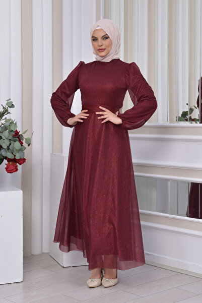 Helen Fashion Simli Tül Tesettür Abiye