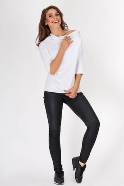 Awama Hanorac din bumbac pentru femei, alb, L-XL