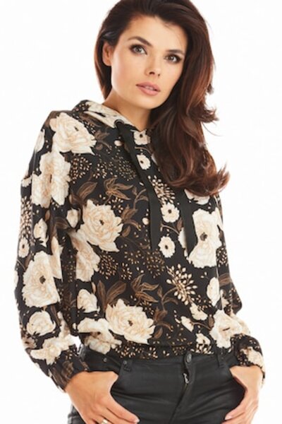 Awama - Women's hoodie, Polyester, Brown, L/XL