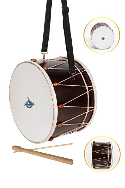 YANKI CD-45 Profesyonel Asma Davul 45cm İpli Boncuklu Akort Özellikli Siyah Davul (Tokmak ve Çubuk Hediye)