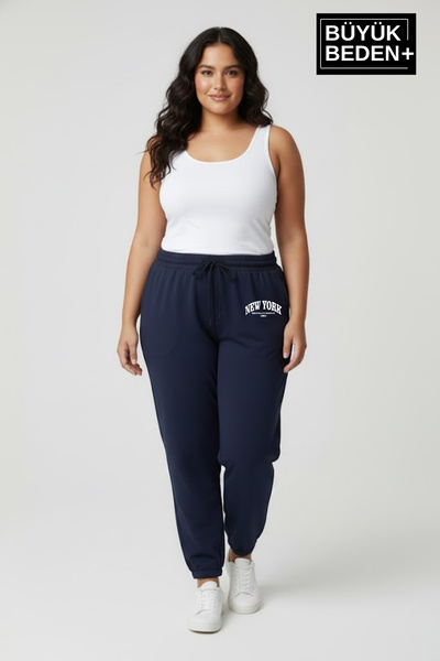 Superlife Women's Plus Size New York Leg Elasticated Relaxed Fit Jogger Slim Sweatpants Spr26Beak951-5