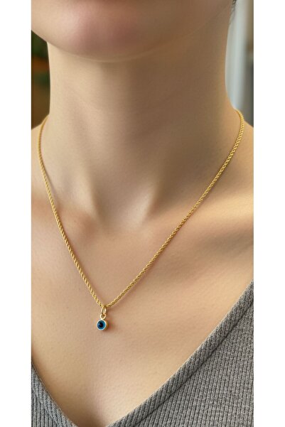 kuyumcu nurettin 2 gr (GRAM) Nazar Boncuklu Halat Singapur Kolye 14 Ayar Altı...