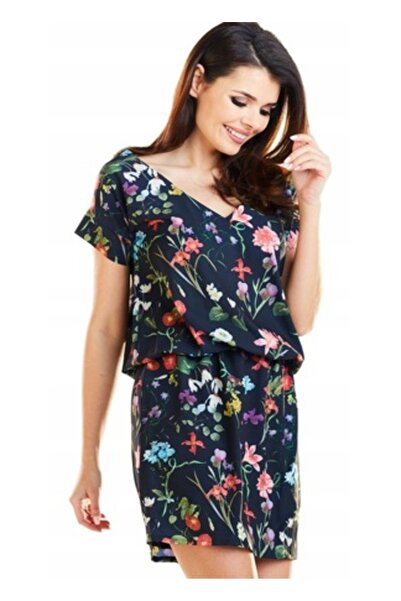 Awama Women's Dress, Polyester, Navy (A264)