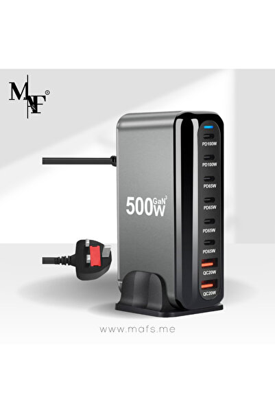 M.A&F's محطة شحن M.A&F بقدرة 500 واط، تدعم USB-A وUSB-C، مزودة بـ 6 منافذ Typ...