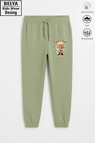 Belya Kids Wear Pamučne trenirke za devojčice sa punim uzorkom, 3 niti, P Pam...