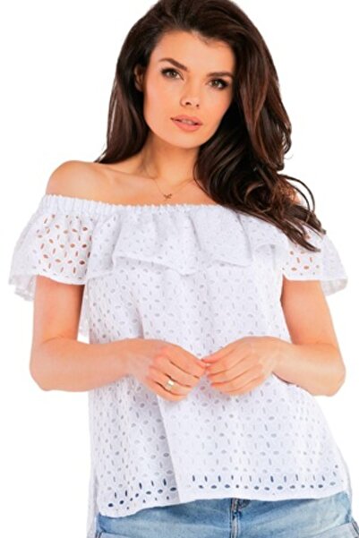 Awama - Women's Blouse, Elastane, White, S/M