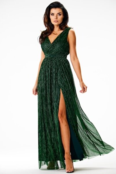Awama - Rochie maxi lungă fără mâneci A625, verde