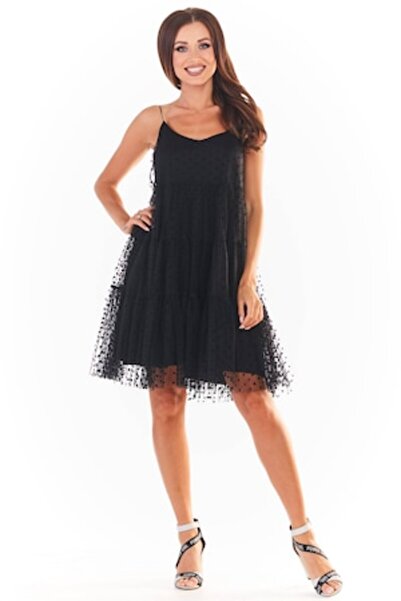 Awama Dress A356, Polyester, Black, S-M INTL