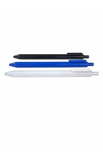 REX 3 pens, assorted colors: white, blue, and black. Ink color: blue, dry. 69761