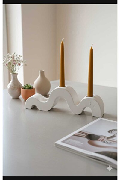 beautystyle Modern Minimalist Beyaz Dekoratif Mumluk Şamdanlık Büyük boy Ev D...