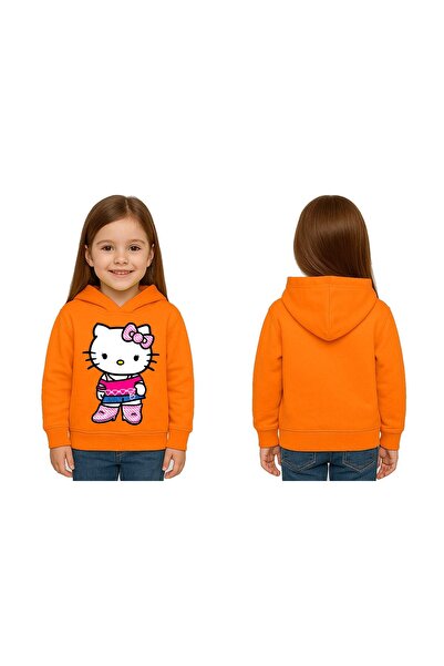 SEDİRLİ سويت شيرت للأطفال من هيلو كيتي مطبوع للجنسين مطبوع بغطاء رأس 3 خيوط م...