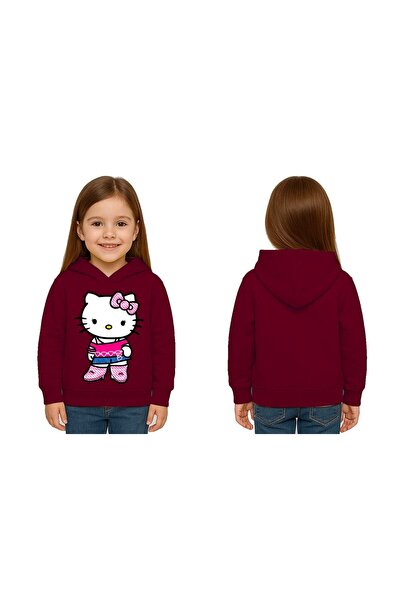 SEDİRLİ سويت شيرت للأطفال من هيلو كيتي مطبوع للجنسين مطبوع بغطاء رأس 3 خيوط م...