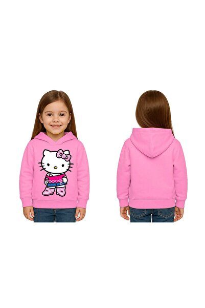 SEDİRLİ سويت شيرت للأطفال من هيلو كيتي مطبوع للجنسين مطبوع بغطاء رأس 3 خيوط م...