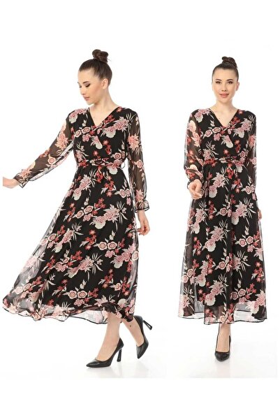 CİXAPLE Φόρεμα μακρύ σιφόν με λουλουδάτο σχέδιο