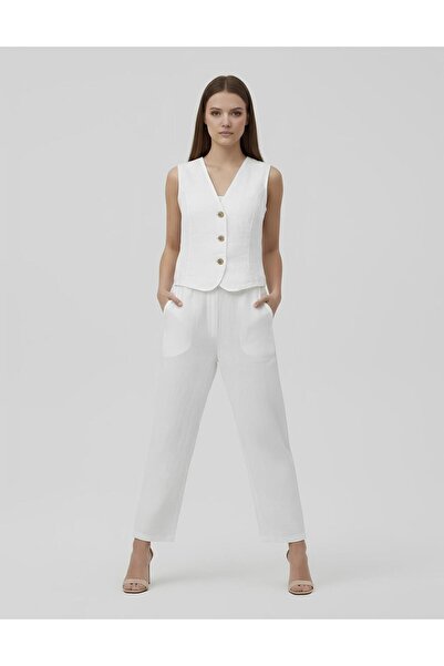 Rabiossa Women's Imported Linen Vest Suit