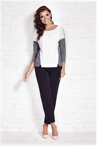 Awama - Pulover din poliester pentru femei Ecru/Gri