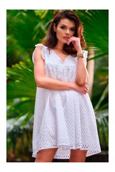 Awama Rochie de damă din bumbac, albă, L-XL