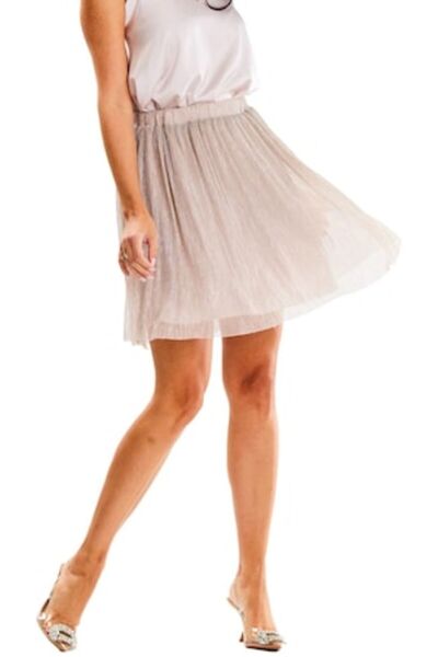 Awama - Women's skirt A631, Polyester/Elastane, Beige