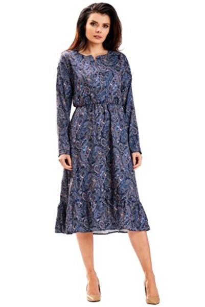 Awama Dress A468 - Navy pattern - M