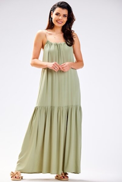 Awama Rochie lungă fără mâneci A582, verde