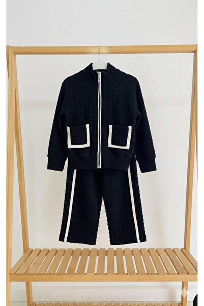 RAPAPA طقم سترة وتنورة مبطنة باللون الأسود للفتيات – تصميم أنيق ومريح-26077