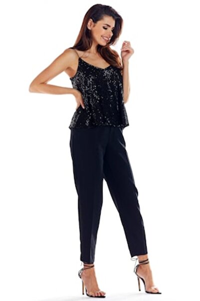 Awama Women's Top, Polyester, Black, M