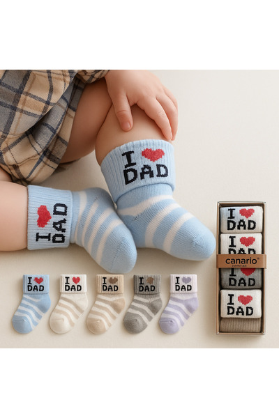 moukou Baby Socks with I Love Dad Written on Them |   Cotton, Soft Texture, 5...