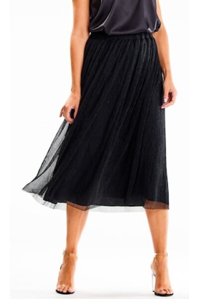 Awama - Fustă midi din tul pentru femei A630, poliester/elastan, negru