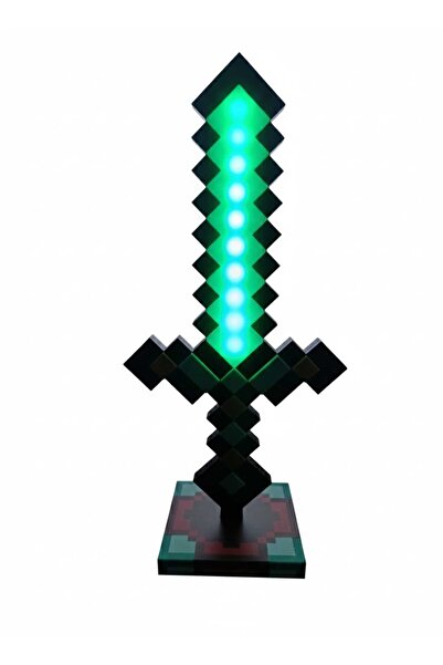 nilss 2021 Mine Craft Kılıç Çocuk Odası Işıklı Renkli Şarjlı Standlı Mine Cra...