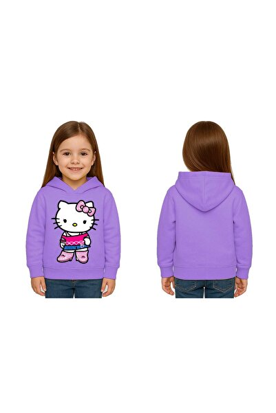 SEDİRLİ سويت شيرت للأطفال من هيلو كيتي مطبوع للجنسين مطبوع بغطاء رأس 3 خيوط م...