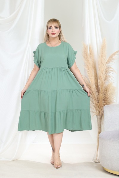 mervemoda Women's Large Size Sleeveless Summer Dress