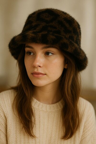 MYZİ STORE Pălărie de iarnă din pluș moale pentru femei imprimeu leopard Ideală pentru combinații zilnice.