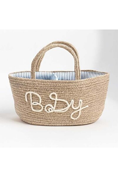 Generic Elegant Beige Baby Organizer Basket with Cotton Ropes