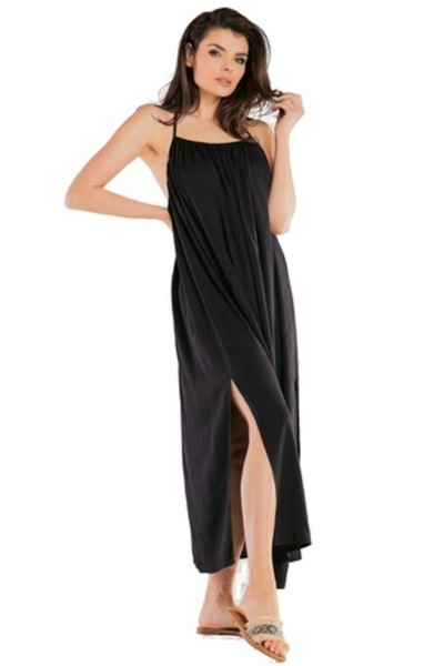 Awama Maxi Dress, 97% Viscose 5% Elastane, Black, S/M