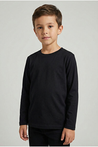 nacar çarşı Παιδικό μαύρο βαμβακερό μακρυμάνικο μπλουζάκι με λαιμόκοψη ποδηλά...