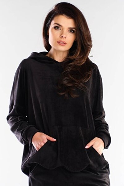 Awama Women's hoodie polyester Black, One Size INTL