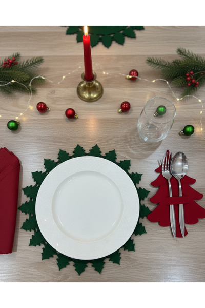 liya lazer pleksi 6'lı Yılbaşı Temalı Amerikan Servis ve Kaşıklık