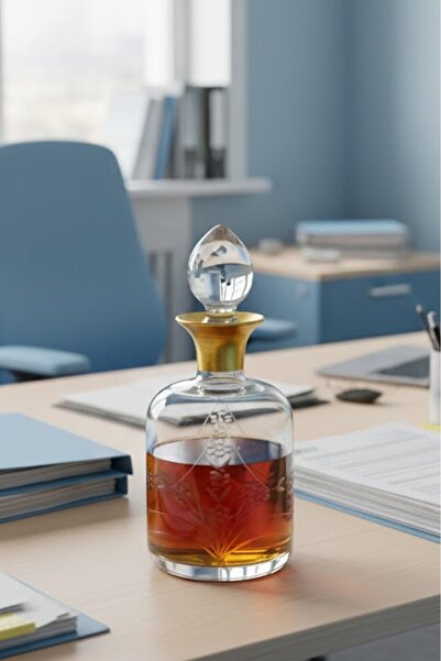 Tiesa Home Cam Yaldızlı El İmalatı 1 Litre Su Viski Şişesi Başucu Sürahisi m5