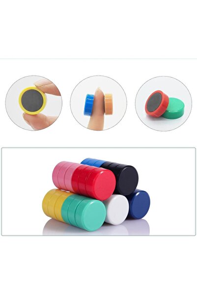 Dünya Magnet 10 Adet 20mm Renkli Pano Mıknatısı Güçlü Ferrit Kağıt Evrak Foto...