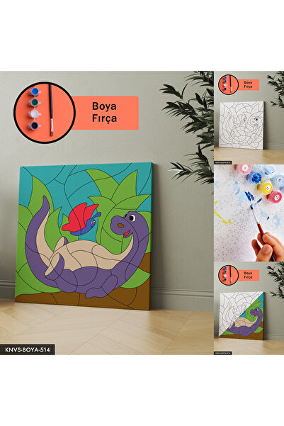 Evinemoda Slatki dinosaur i mačka set za slikanje na platnu uključuje četke i...