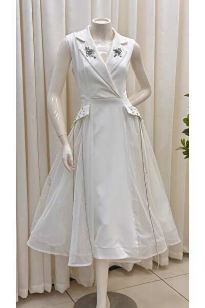 SELSAL فستان راقي أبيض